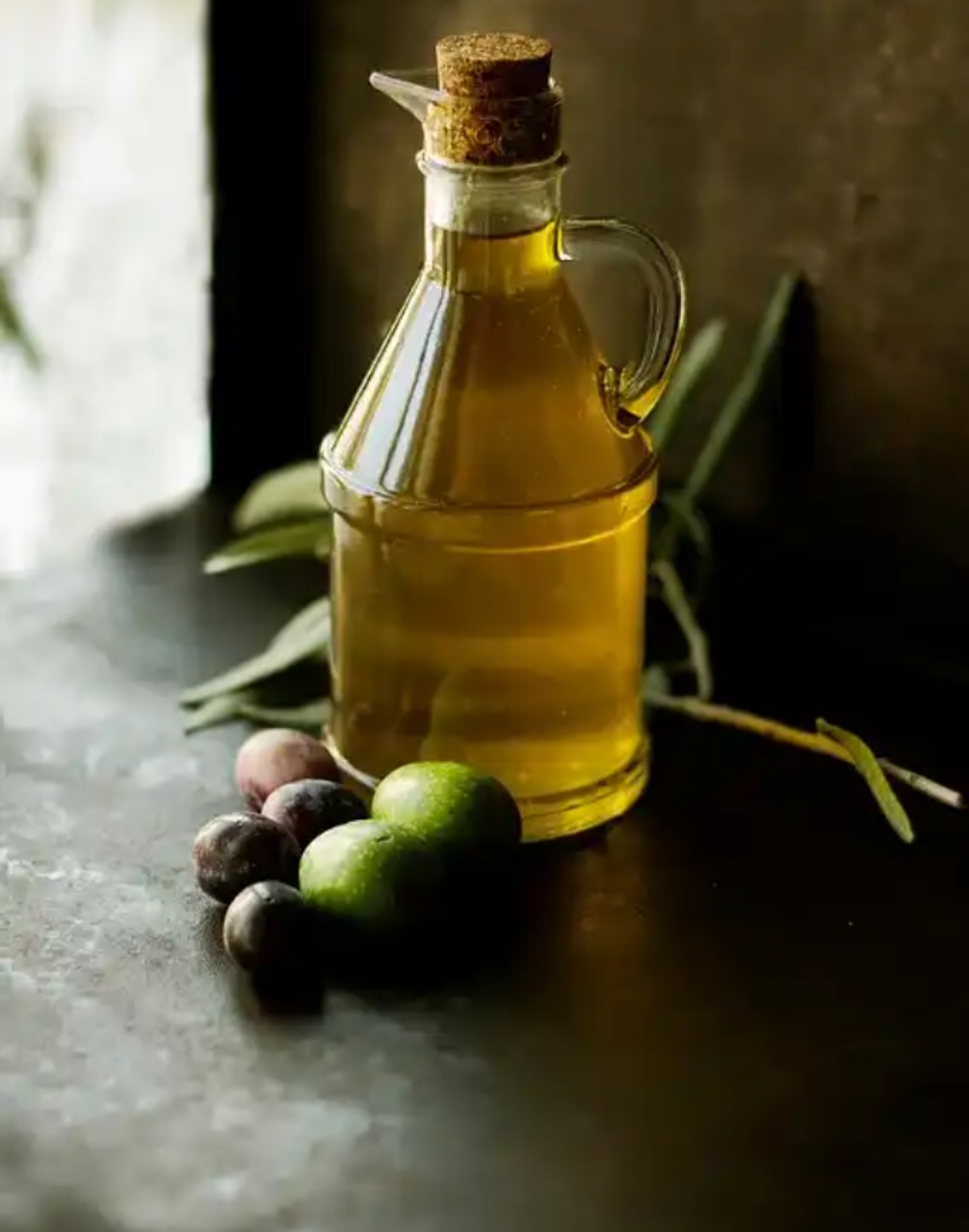 Fruit olive oil glass jar