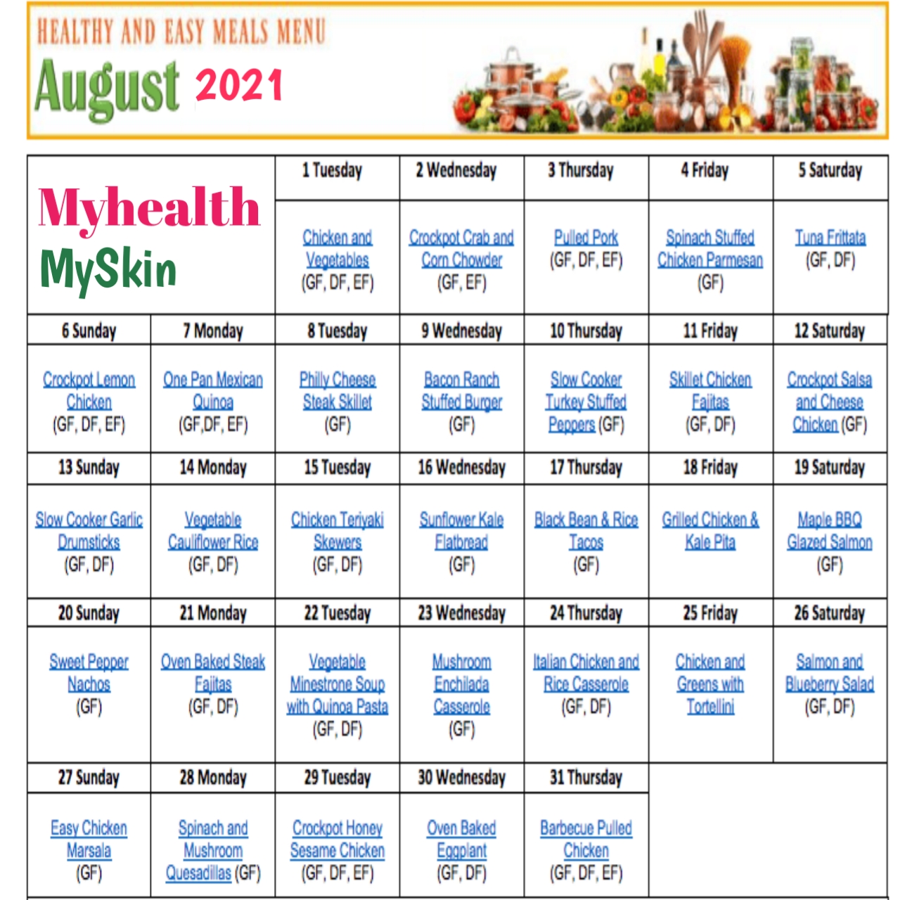 Healthy month meal plan