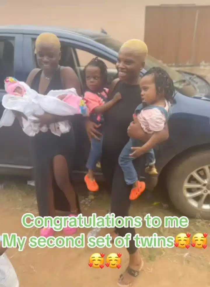 Young Lady Celebrates As She Welcomes Second Set Of Twins (Video)