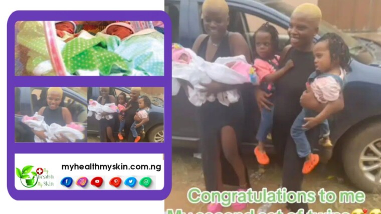 Young lady celebrates as she welcomes second set of twins (Video)
