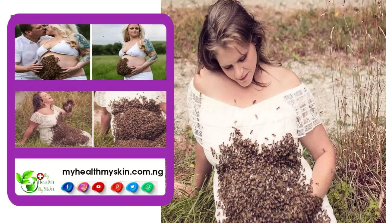 The miracle of a pregnant woman: A swarm of bees creates a unique beauty in a pregnancy photo that causes a fever in the online community